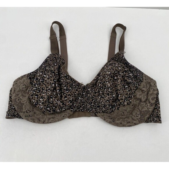 Warners Brown Bra 05001Y Lightly Lined Comfort Full Coverage 38DD Animal Lace - Picture 1 of 6